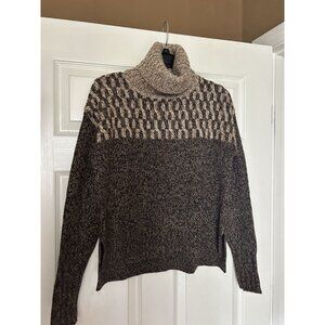 NWOT VERONICA BEARD Turtleneck Sweater brown multi argyle size small
